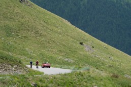 Limited edition fine art cycling print of 2 cyclists climbing Col de la Bonette. Shot for Cyclist Magazine by Patrik Lundin - cycling prints, fine art cycling print, limited edition prints, limited edition cycling prints, cycling photos, cycling images, cyclist, hairpin, hairpin road, cycling, cyclist magazine, gift, gift for cyclists
