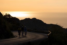 Limited edition fine art cycling print of three cyclists climbing Sa Calobra in Majorca. Shot for Cyclist Magazine by Patrik Lundin - cycling prints, fine art cycling print, limited edition prints, limited edition cycling prints, cycling photos, cycling images, cyclist, hairpin, hairpin road, cycling, cyclist magazine, gift, gift for cyclists