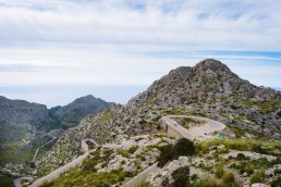 Limited edition fine art cycling print of three cyclists climbing Sa Calobra in Majorca. Shot for Cyclist Magazine by Patrik Lundin - cycling prints, fine art cycling print, limited edition prints, limited edition cycling prints, cycling photos, cycling images, cyclist, hairpin, hairpin road, cycling, cyclist magazine, gift, gift for cyclists